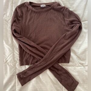 Small Brown Garage tight crop top